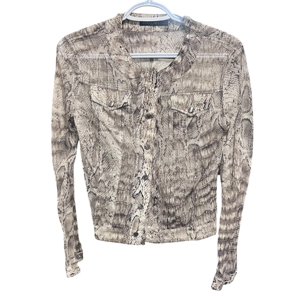 Marc Cain Snakeskin Sheer button Down Shirt - Size 6 - Excellent Condition